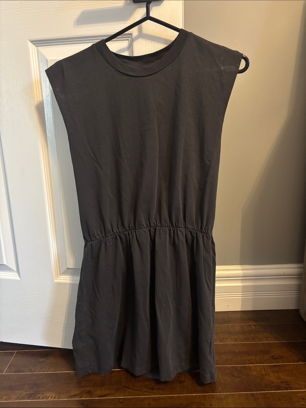 Sleeveless Casual Elastic Waist Dress - Charcoal